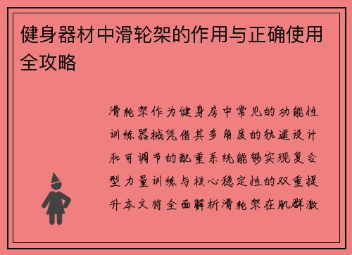 健身器材中滑轮架的作用与正确使用全攻略
